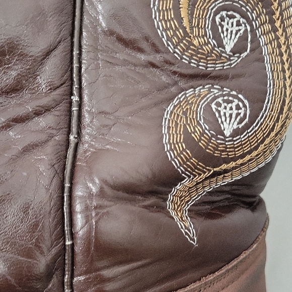 White Diamonds Brown Western Cowboy Boots with Embroidery Size 10.5 main image 15